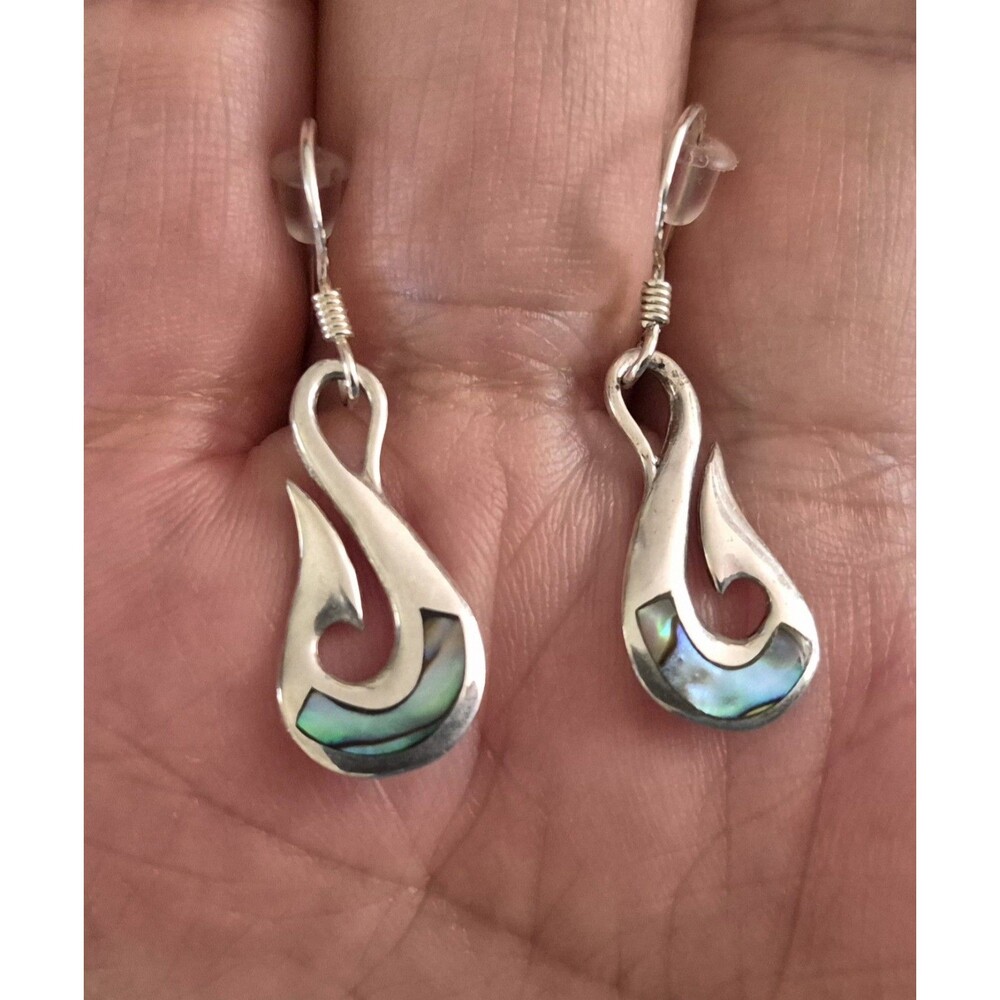 925 Sterling Silver Abalone Inlay Earrings Dainty Dangle